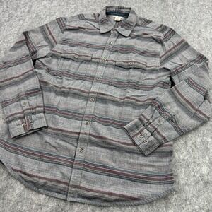 carbon‎ 2 cobalt Shirt Mens Medium Gray Stripe Flannel Beach Hiking Outdoors